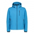 CMP Softshell Jacket (windproof, water-repellent) with hood in danube blue for men